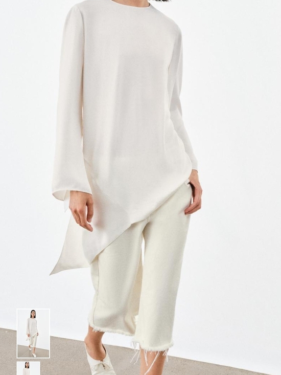 Zara Denim - Zara Cream Wide-Leg Frayed 27 Denim